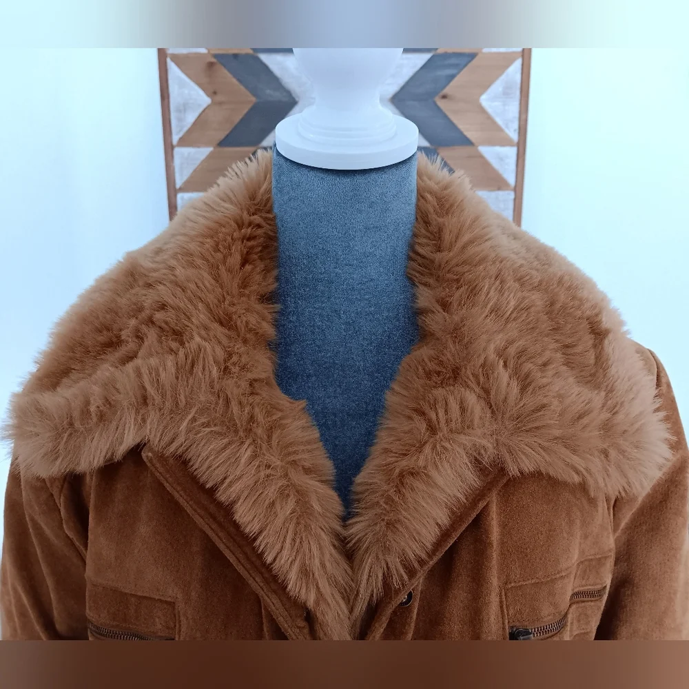 Vintage 90s Y2K Penny Lane Jacket Removable Fur Liner - Picture 4 of 16